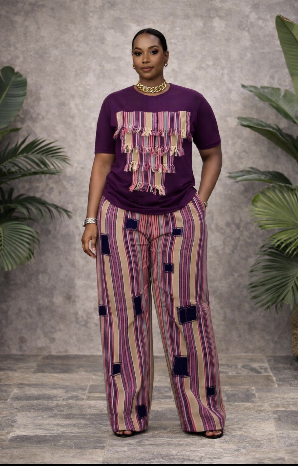 ADA FRINGE TWO-PIECE PANT SET - PURPL - Image 3
