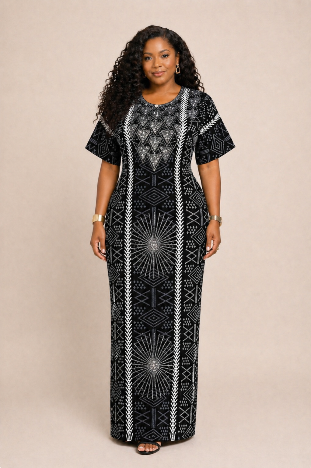 EMBELLISHED ANKARA BUBU DRESS - Image 2