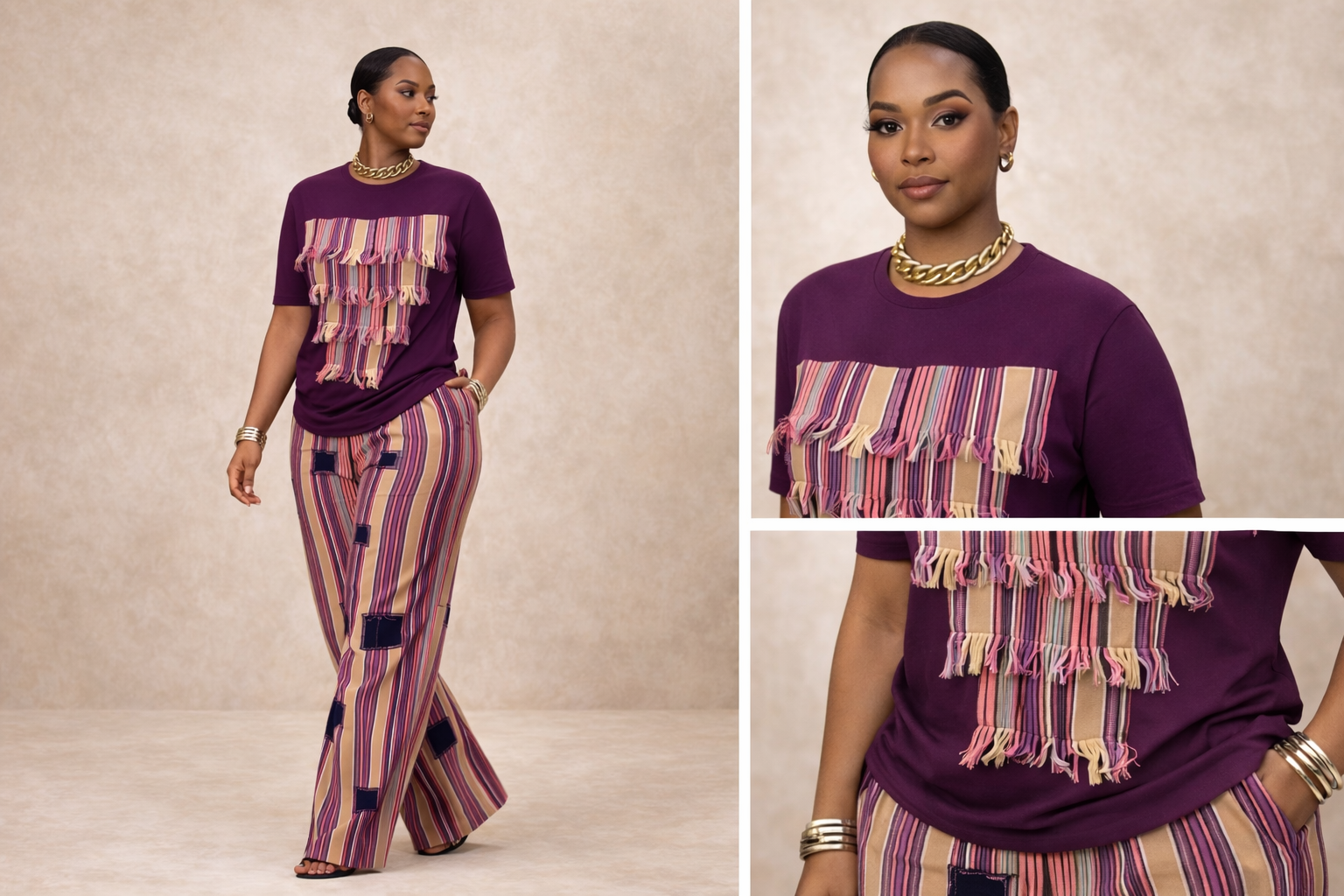 ADA FRINGE TWO-PIECE PANT SET - PURPL - Image 2