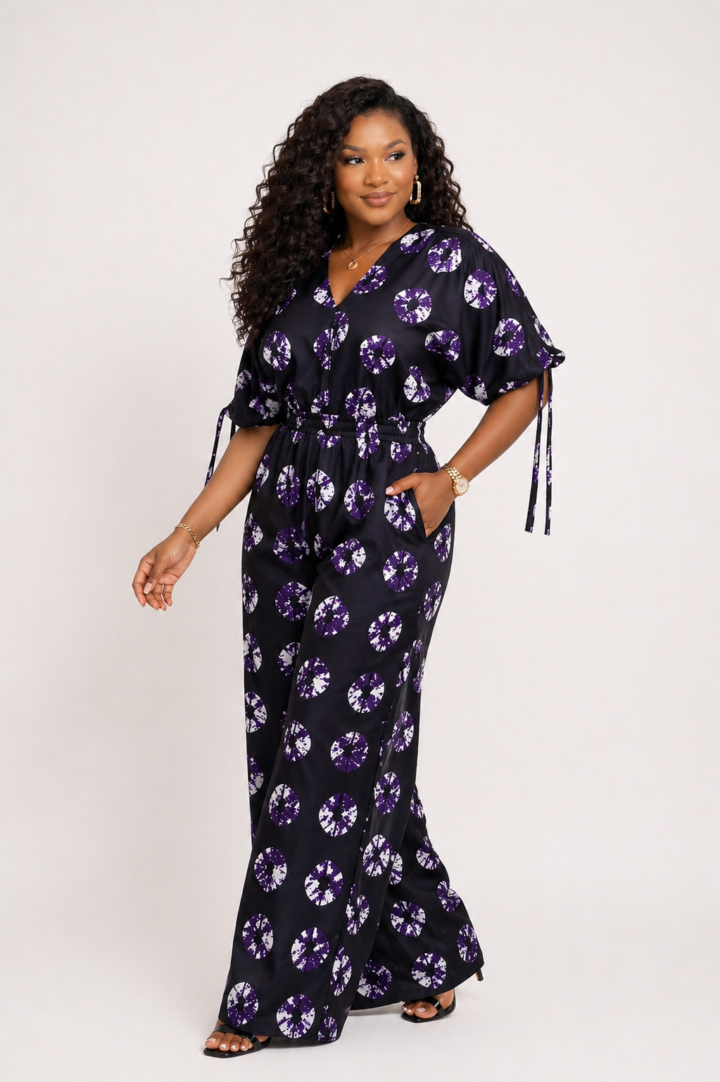 LOVE WIDE-LEG JUMPSUIT - PURPLE PRINT - Image 2