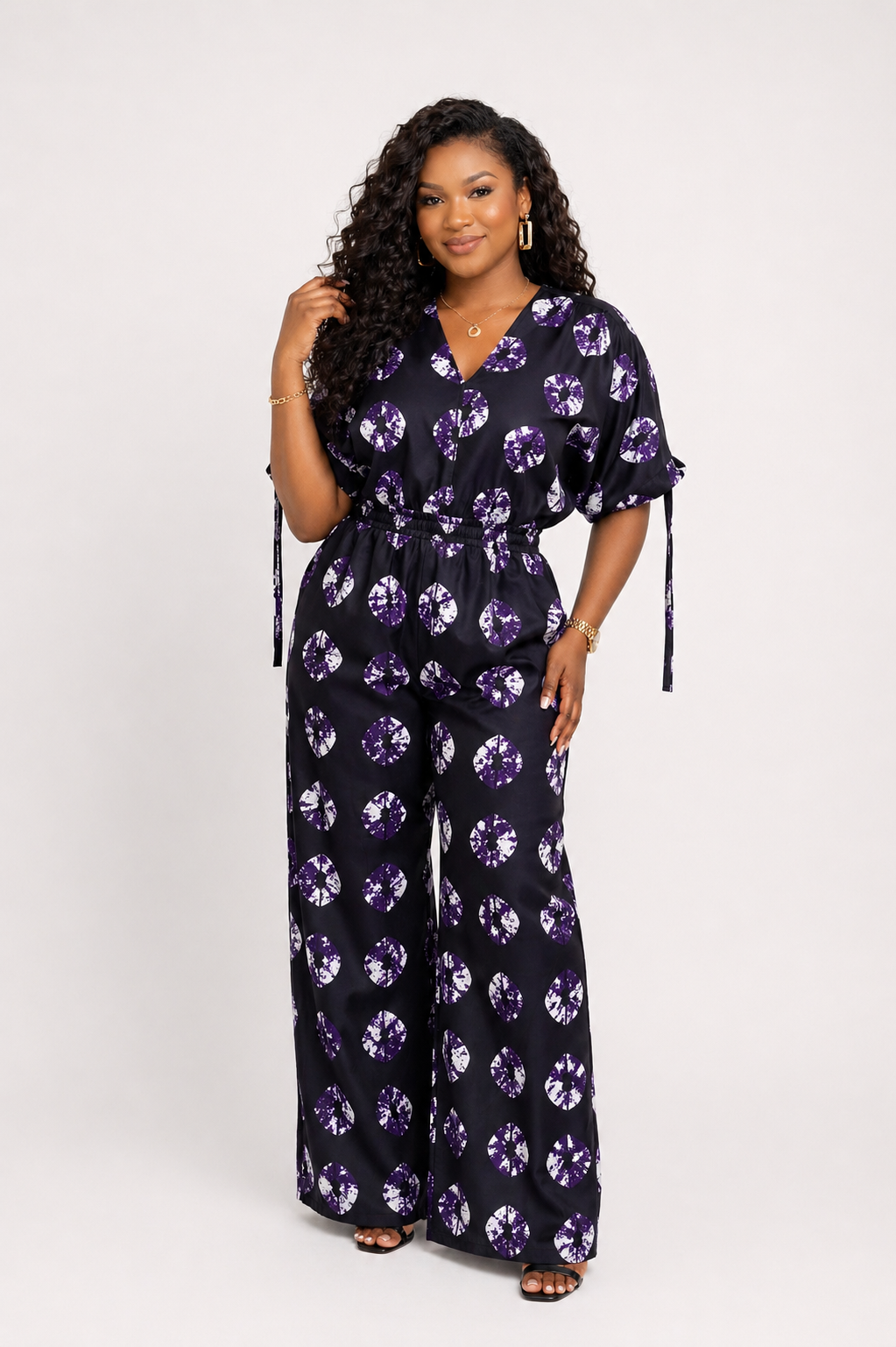 LOVE WIDE-LEG JUMPSUIT - PURPLE PRINT - Image 3