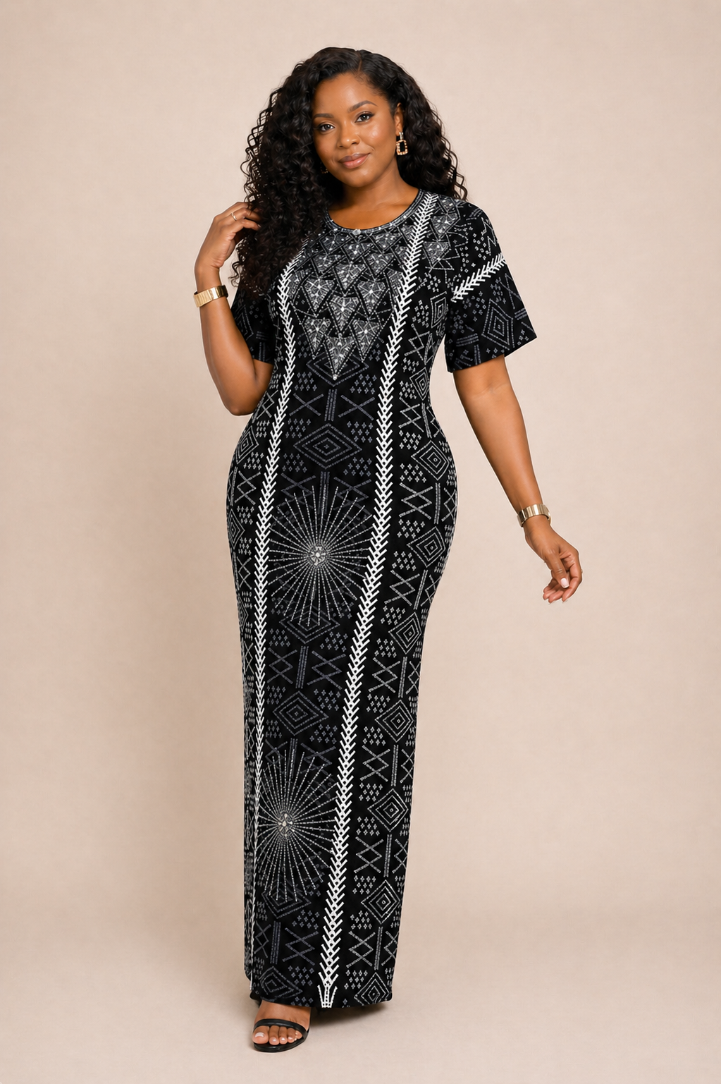 EMBELLISHED ANKARA BUBU DRESS