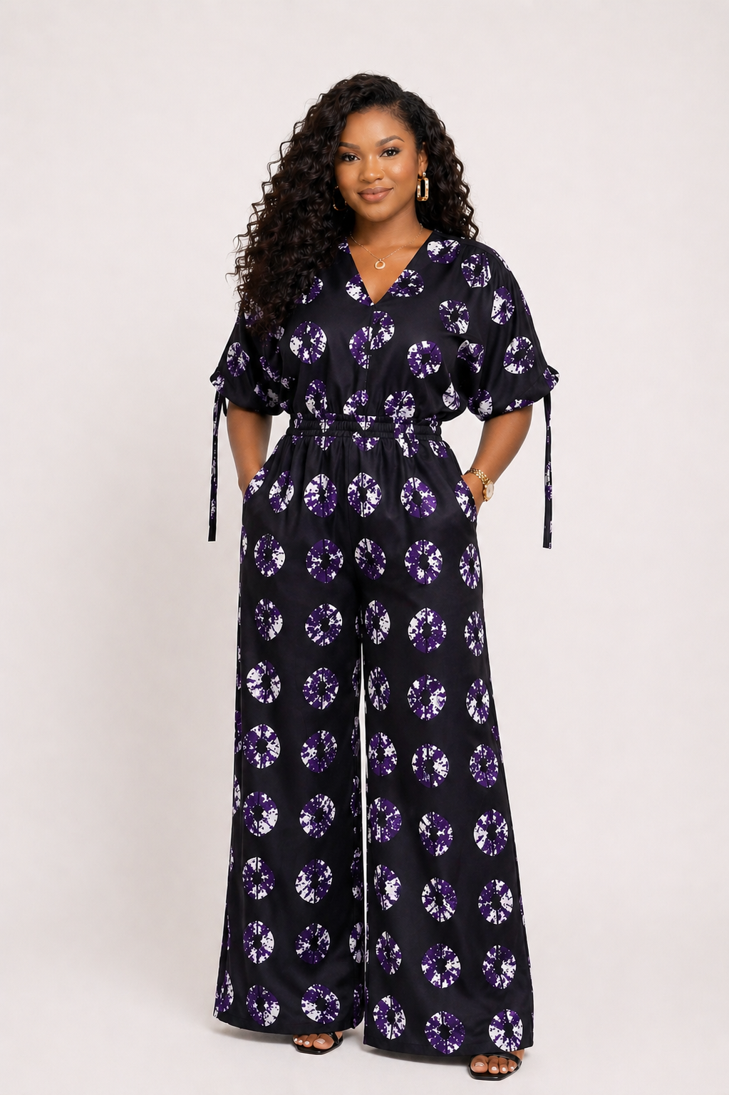 LOVE WIDE-LEG JUMPSUIT - PURPLE PRINT