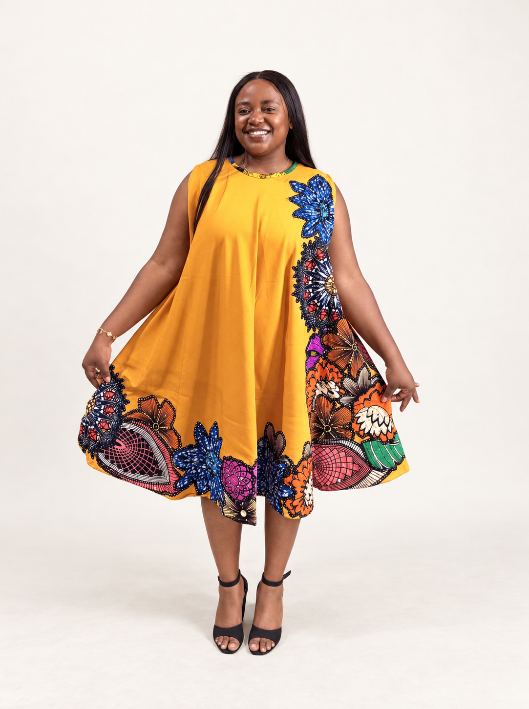 SUNBURST FLORAL HEM A-LINE DRESS - Image 10