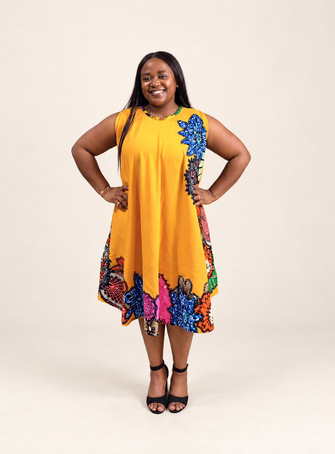 SUNBURST FLORAL HEM A-LINE DRESS - Image 11