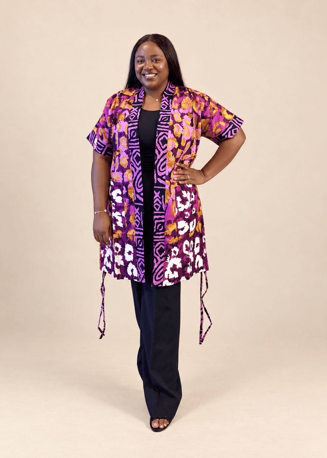 NYLA KIMONO & PANT SET (MAGENTA) - Image 4