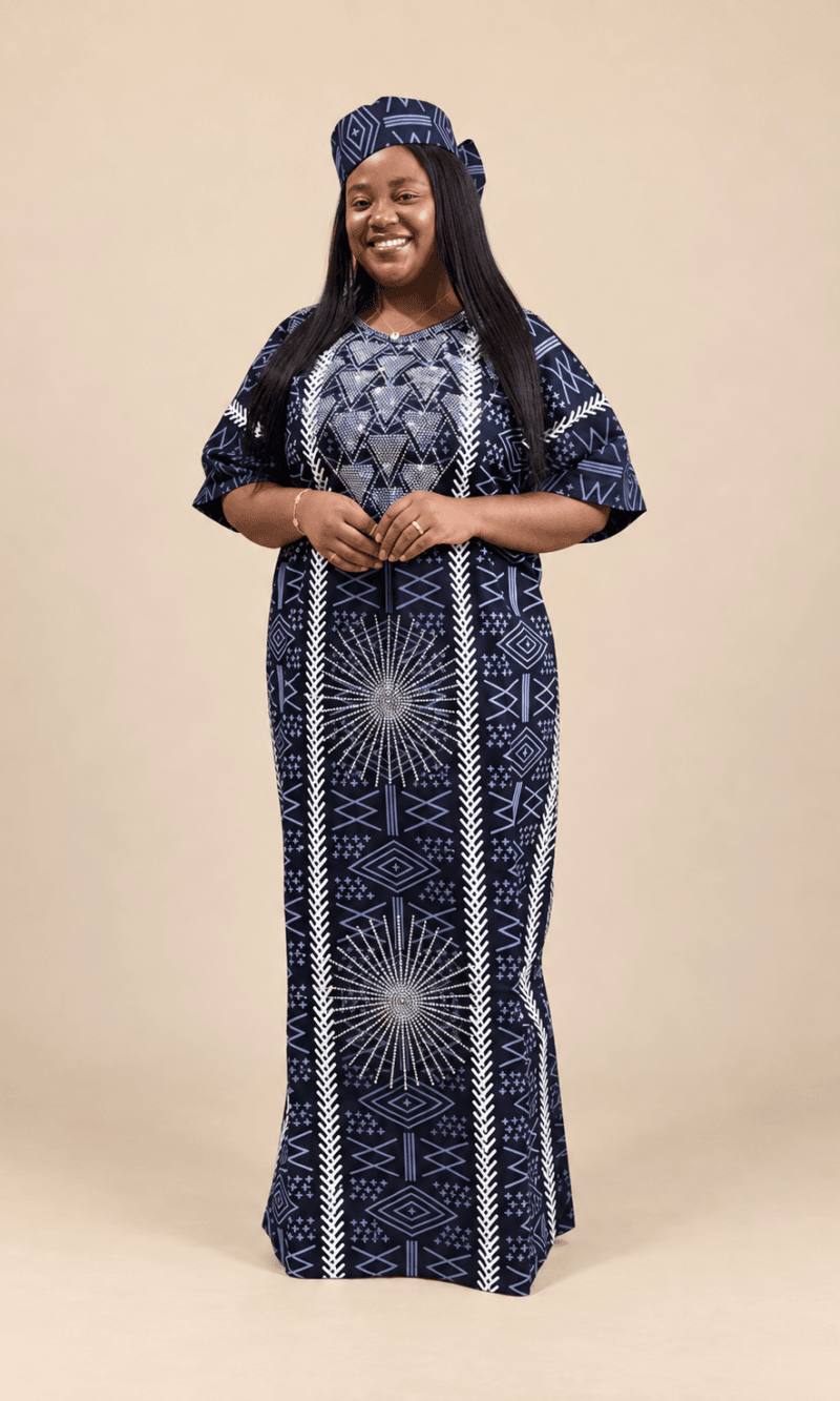 EMBELLISHED ANKARA BUBU DRESS