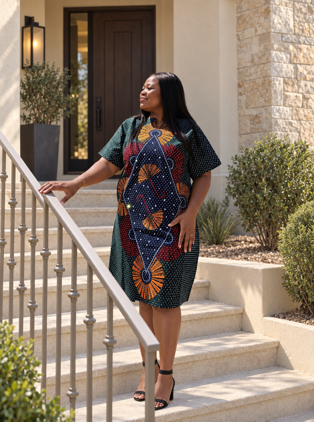 NINA ANKARA EMBELLISHED SHIFT DRESS - GREEN - Image 3